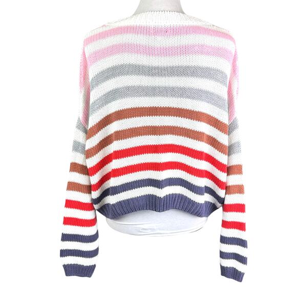 John + Jenn Colorful Striped Long Sleeve Boxy Chunky Knit Boutique Sweater - Picture 5 of 14